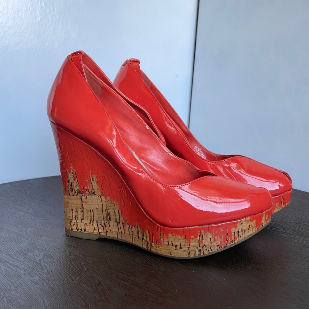 BCBGirls peep toe wedge